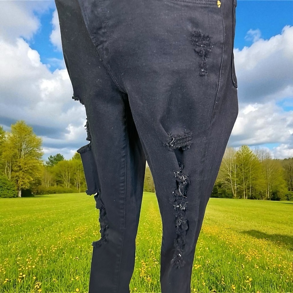 Frame Denim ‘Le Skinny De Jeanne’ in Distressed “Film Noir” Black Size 26 - Picture 7 of 16